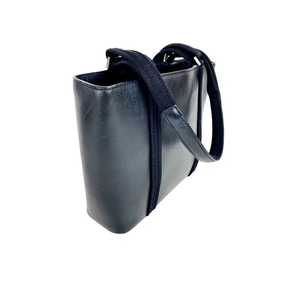 Cole Haan Black Leather Tote Handbag Purse Shoulder Bag, Pockets Logo Smooth - Picture 4 of 10